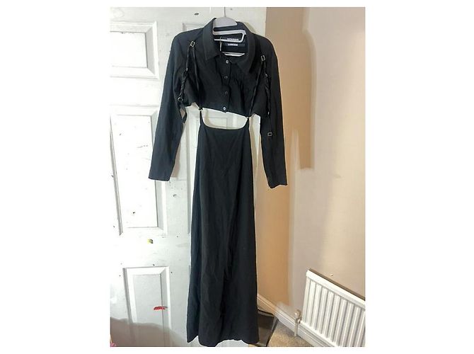 Jacquemus Maxikleid aus schwarzem Leinen - Ansicht 2