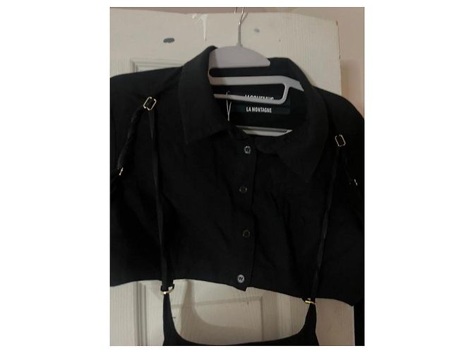 Jacquemus Maxikleid aus schwarzem Leinen - Ansicht 5
