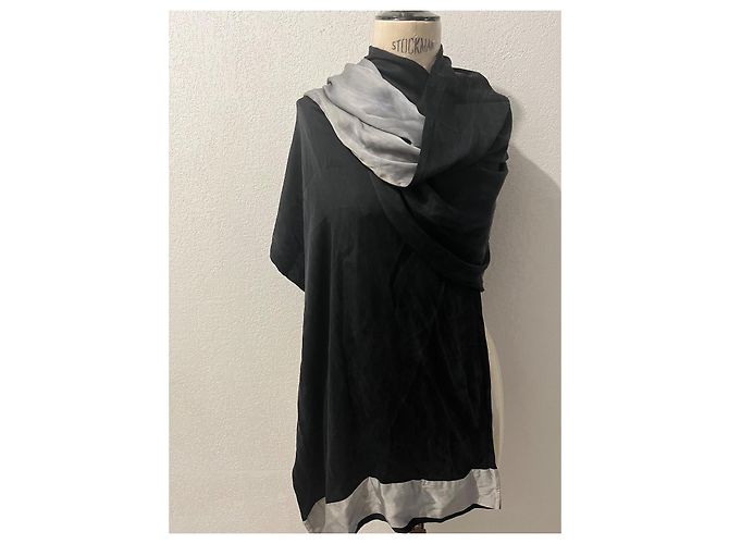 Stola Christian Dior in seta nera e argento Nero - vista 3