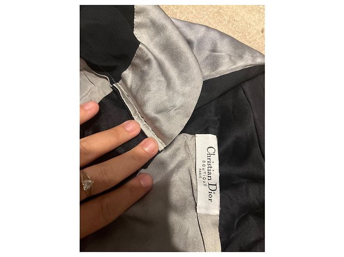 Stola Christian Dior in seta nera e argento Nero - vista 4