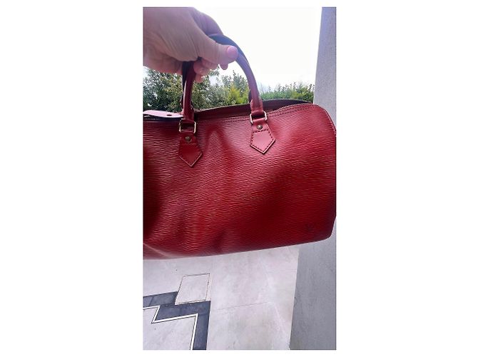 Louis Vuitton Speedy 30 in pelle Epi Marrone - vista 14