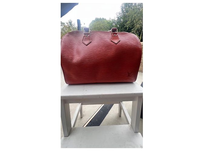 Louis Vuitton Speedy 30 in pelle Epi Marrone - vista 16