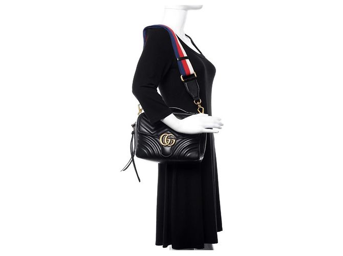 Borsa a mano Gucci Marmont in pelle nera Nero - vista 2