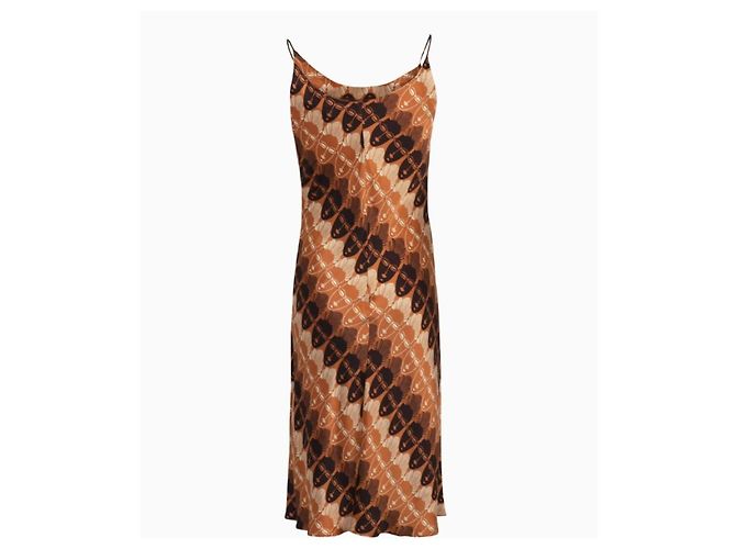 Thierry Mugler Mugler Abendkleid, Modell Mask Printed Braun Orange - Ansicht 2
