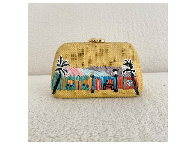 Autre Marque Clutch ricamato Serpui Multicolore Beige - vista 12