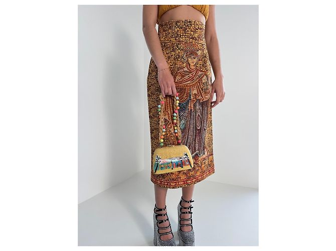 Autre Marque Clutch ricamato Serpui Multicolore Beige - vista 2