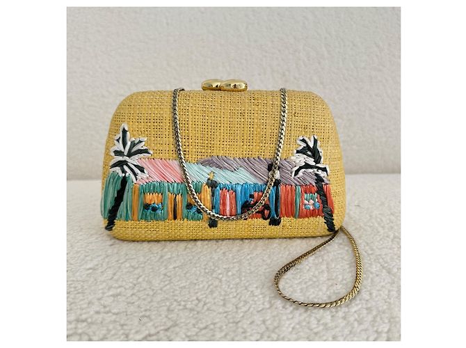 Autre Marque Clutch ricamato Serpui Multicolore Beige - vista 3