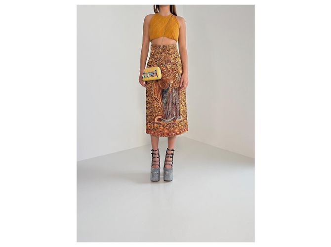 Autre Marque Clutch ricamato Serpui Multicolore Beige - vista 4