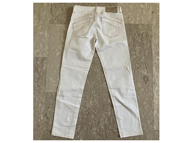 Jeans Emporio Armani Branco Off White Algodão Fora de branco - vista 2