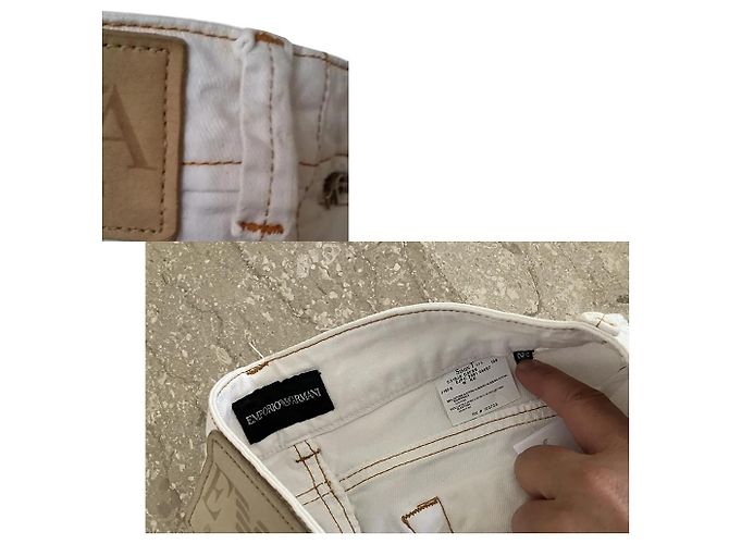 Jeans Emporio Armani Branco Off White Algodão Fora de branco - vista 3