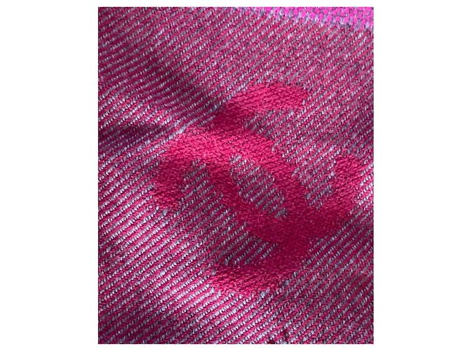 Chanel Kaschmirdecke blau rosa kariert mit CC Logo Pink - Ansicht 11