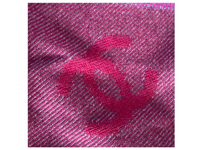 Chanel Kaschmirdecke blau rosa kariert mit CC Logo Pink - Ansicht 4