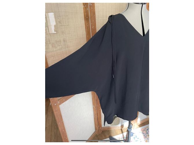 Capa negra con capucha Courreges Negro Blanco roto - vista 5