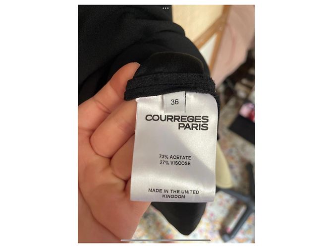Capa negra con capucha Courreges Negro Blanco roto - vista 8