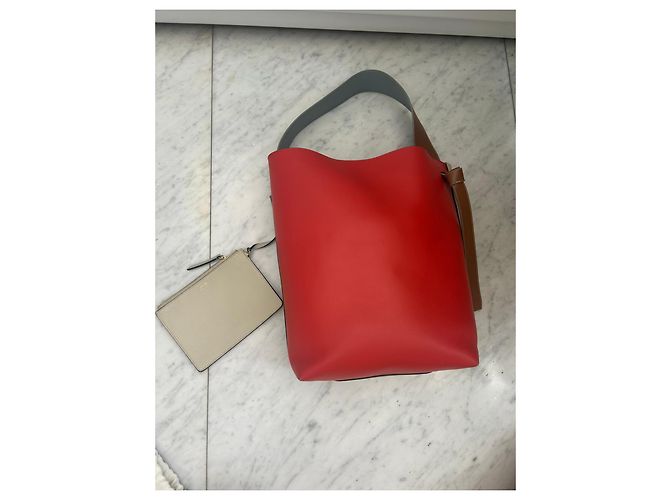Borsa a mano Céline Twisted in pelle rossa beige e marrone chiaro Rosso - vista 15