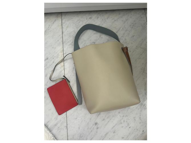 Borsa a mano Céline Twisted in pelle rossa beige e marrone chiaro Rosso - vista 16