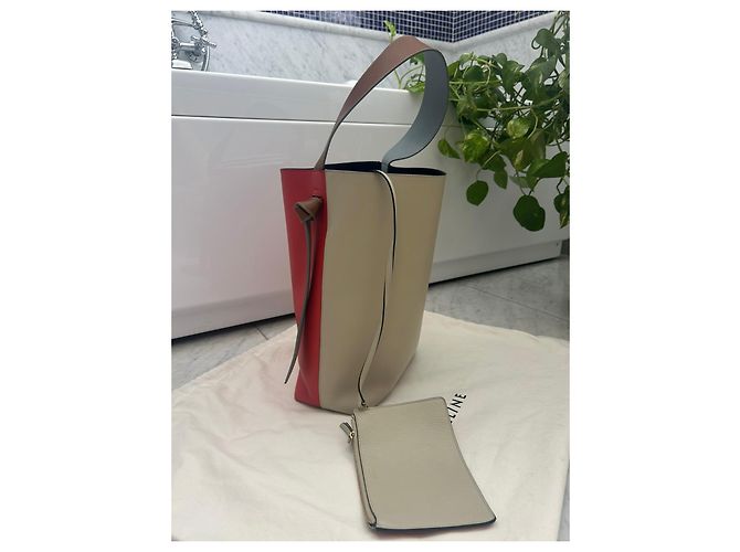 Borsa a mano Céline Twisted in pelle rossa beige e marrone chiaro Rosso - vista 17