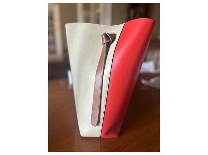 Borsa a mano Céline Twisted in pelle rossa beige e marrone chiaro Rosso - vista 2