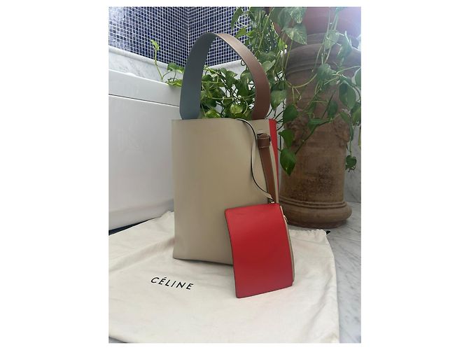 Borsa a mano Céline Twisted in pelle rossa beige e marrone chiaro Rosso - vista 21