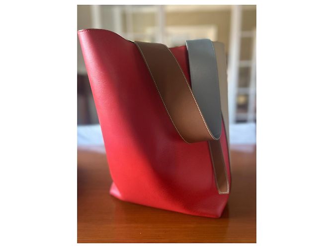 Borsa a mano Céline Twisted in pelle rossa beige e marrone chiaro Rosso - vista 7