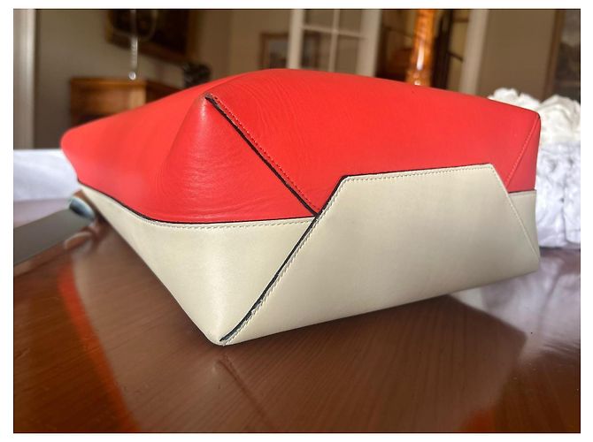 Borsa a mano Céline Twisted in pelle rossa beige e marrone chiaro Rosso - vista 9