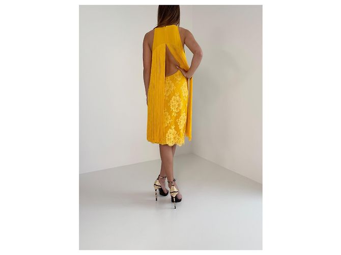 Stella Mc Cartney Stella McCartney Spitzenkleid Gelb mit Fransen - Ansicht 3
