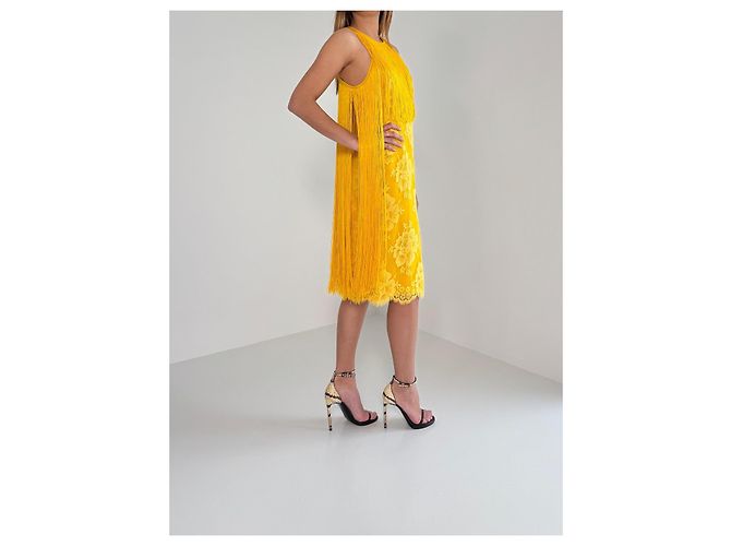 Stella Mc Cartney Stella McCartney Spitzenkleid Gelb mit Fransen - Ansicht 5