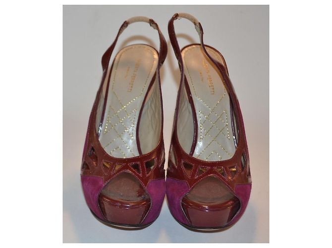 Sandali Alberta Ferretti in vernice e scamosciato 37 IT Multicolore - vista 2