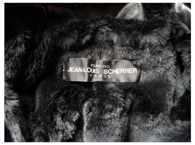 Abrigo Trench Jean Louis Scherrer Negro de Cuero de Cordero - vista 7