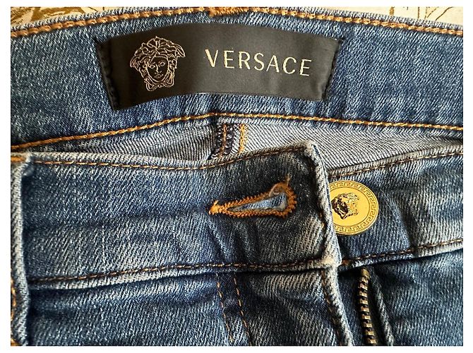 Jeans Gianni Versace in cotone blu - vista 3