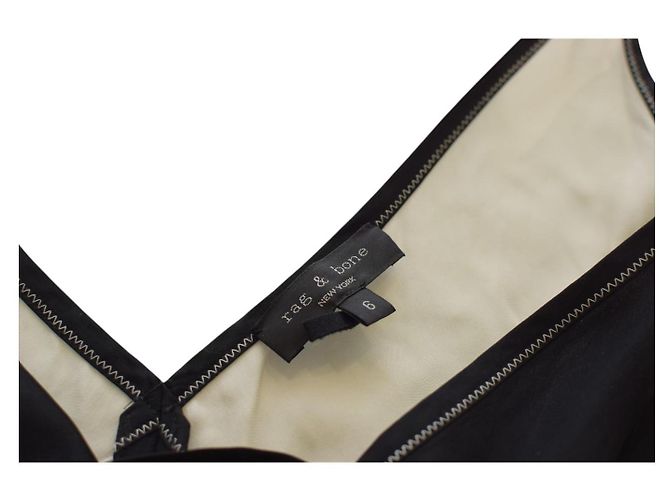 Rag & Bone Colorblock Silk Slip Dress Blue Black & White – Size 6 - open V back - view 3