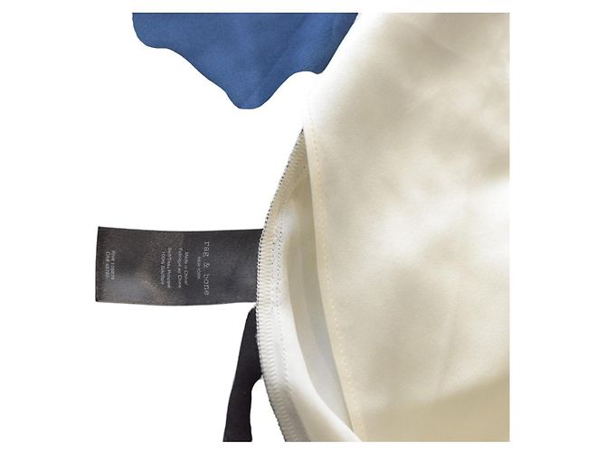 Rag & Bone Colorblock Silk Slip Dress Blue Black & White – Size 6 - open V back - view 6