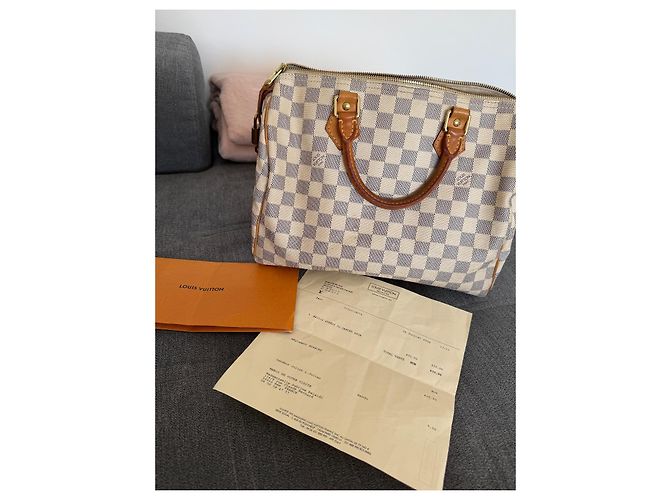 Borsa a mano Louis Vuitton Speedy 30 Beige in Pelle - vista 11