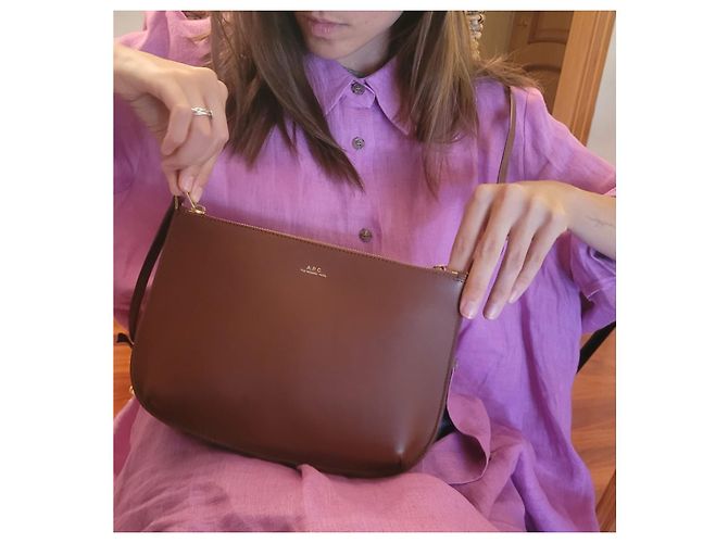 Apc Borsa Sarah in Pelle Liscia Nocciola Marrone - vista 13