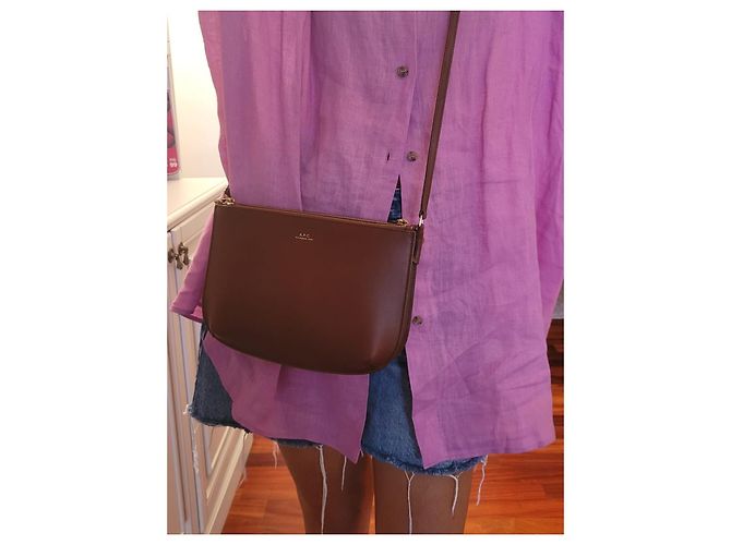 Apc Borsa Sarah in Pelle Liscia Nocciola Marrone - vista 15