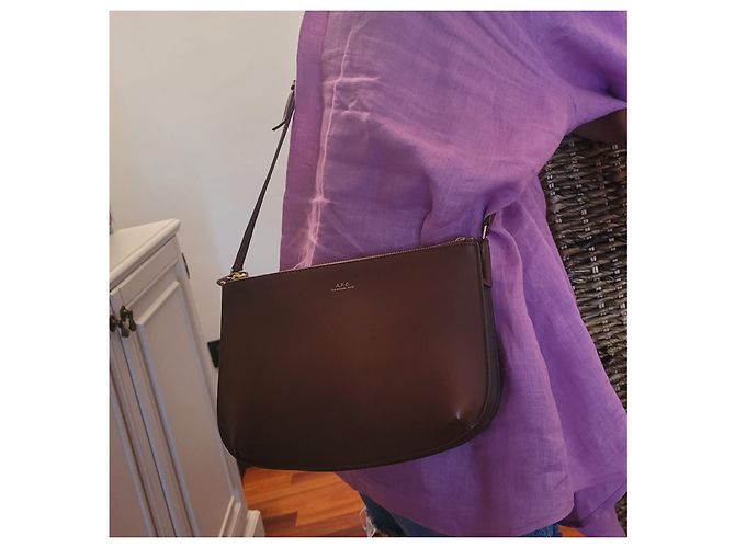 Apc Borsa Sarah in Pelle Liscia Nocciola Marrone - vista 16