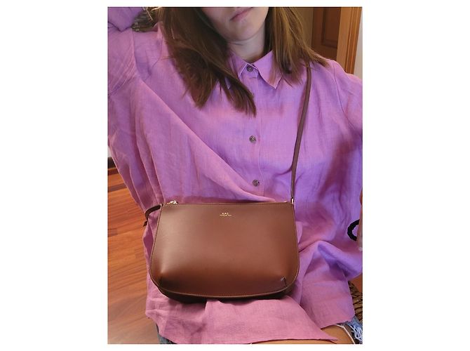 Apc Borsa Sarah in Pelle Liscia Nocciola Marrone - vista 17