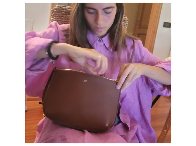 Apc Borsa Sarah in Pelle Liscia Nocciola Marrone - vista 20