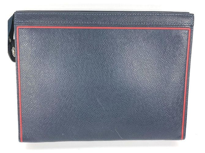 Pochette Voyage Taiga Louis Vuitton Rosso Multicolore Blu navy - vista 6