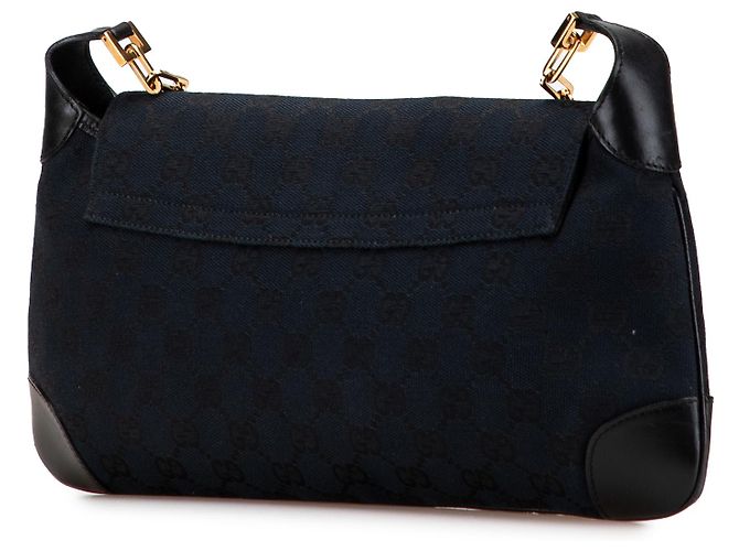 Borsa a tracolla Gucci in tela GG blu con charm tigre Blu navy - vista 2