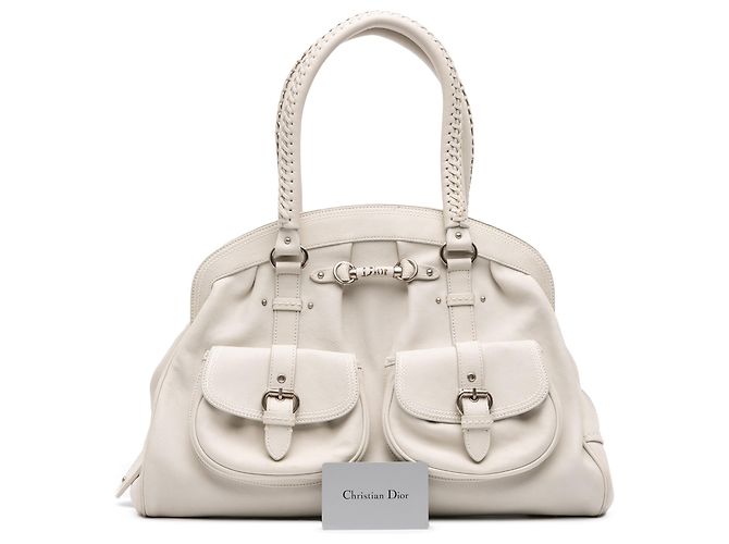 Borsa My Dior Frame grande in pelle di vitello bianca - vista 12