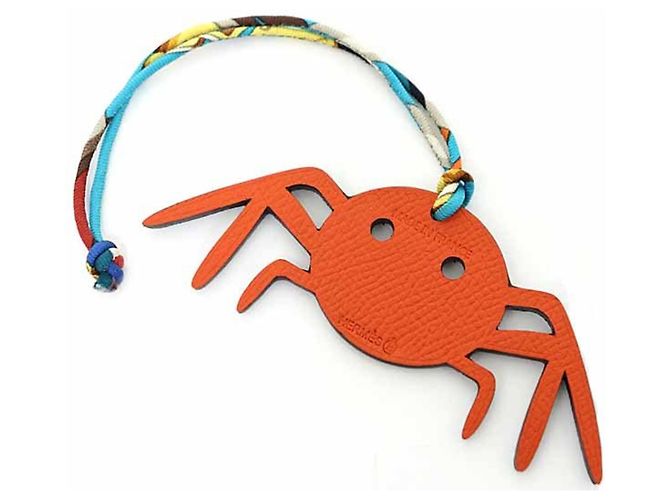 Hermès Petit H Spinnen Taschenanhänger Orange Marineblau - Ansicht 3