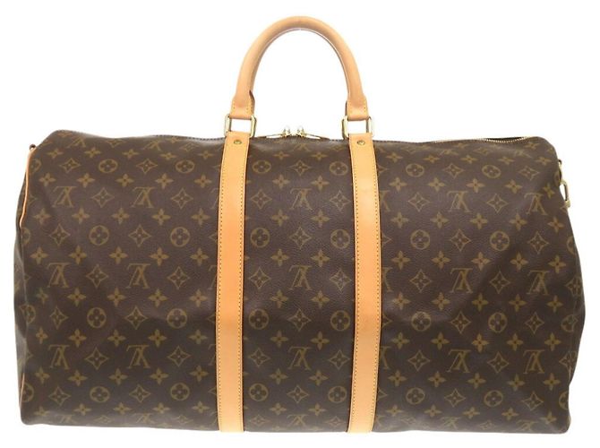 Borsa Boston Monogram Keepall Bandoulière 55 Louis Vuitton Marrone - vista 3