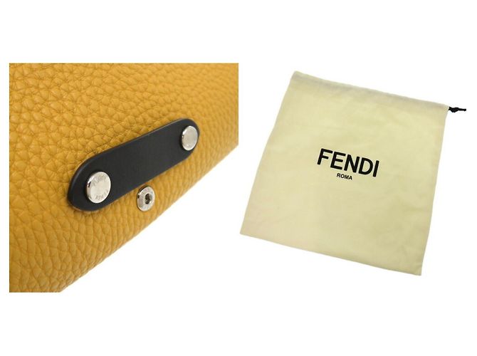 Pochette in pelle gialla Fendi Giallo - vista 11