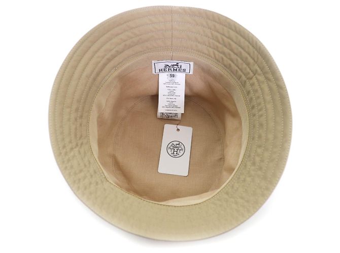 Cappello bucket in cotone ricamato Fred Stitch di Hermès Marrone Beige - vista 6