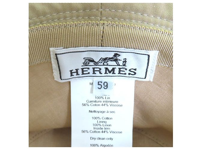 Cappello bucket in cotone ricamato Fred Stitch di Hermès Marrone Beige - vista 9