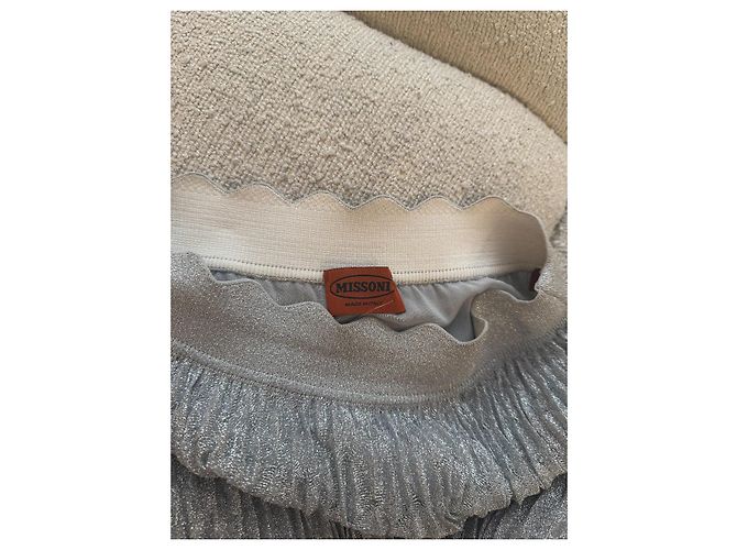 Falda Missoni, Modelo Plisada Plateada de los 90 Plata - vista 4
