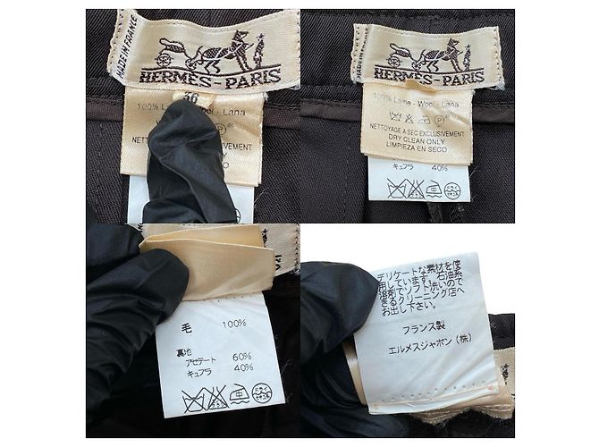 Hermès Pantalones de lana Hermes Castaño - vista 3