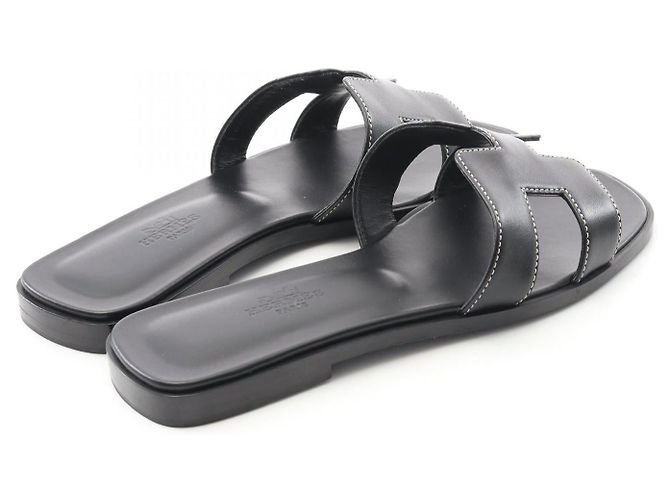 Hermès Oran Box Calf Mule Schwarz - Ansicht 2