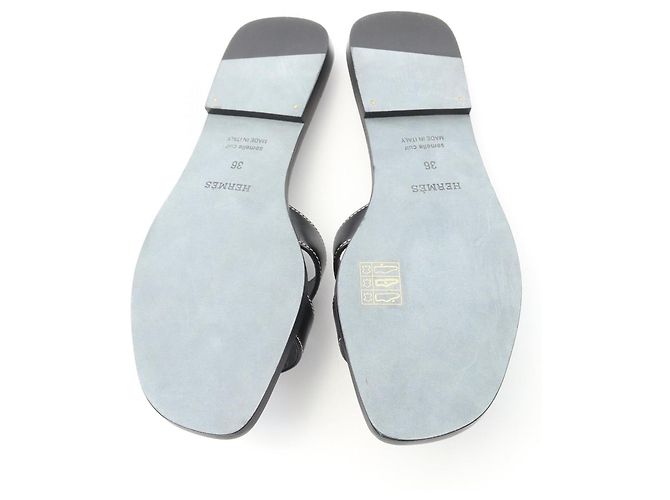 Hermès Oran Box Calf Mule Schwarz - Ansicht 4
